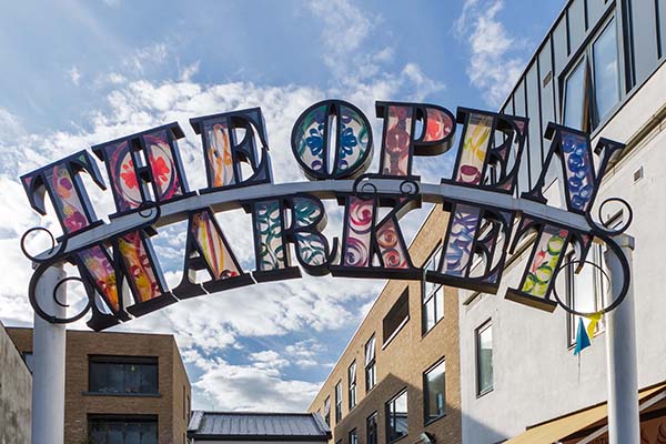Sign at the entrance to Brighton Open Market